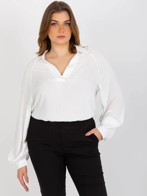 Ecru Plus Size Shirt Blouse With Collar