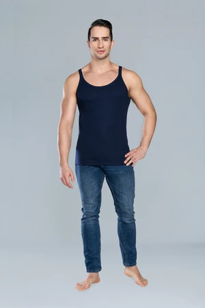 Paco tank top with narrow straps - navy blue