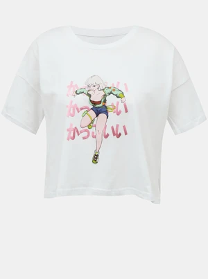 White Short T-shirt with print Noisy May Ken - Women