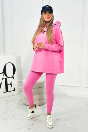 Set cotton sweatshirt + leggings pink