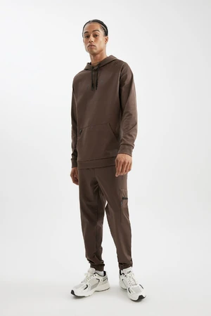 DEFACTO Men's Brown Regular Cut Zipper Pocket Skuba Diving Fabric Jogger Sweatpants