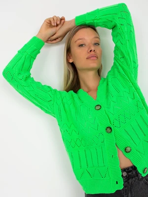 Fluo green openwork summer sweater with buttons RUE PARIS