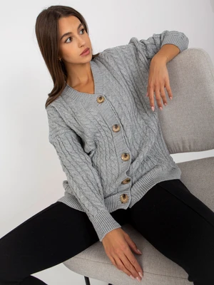 RUE PARIS gray cardigan with braids