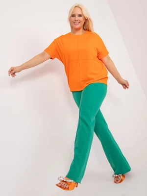 Fluo orange blouse plus size round neckline