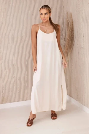 Women's dress with straps - light beige