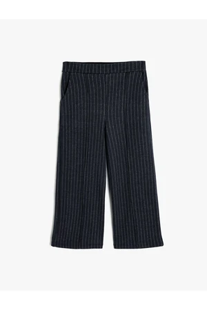 Koton Striped School Trousers Relaxed Cut Pocket Detail Viscose Blend