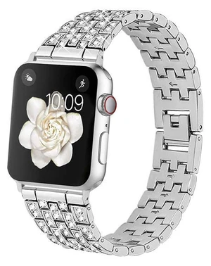 Řemínek Worryfree Diamond Blocks Apple 42/44/45mm, silver