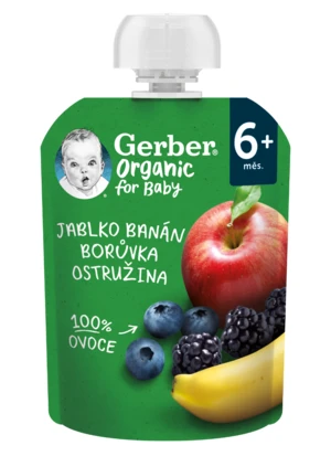 Gerber Organic Kapsička Jablko/banán/borůvky/ostružiny 90 g