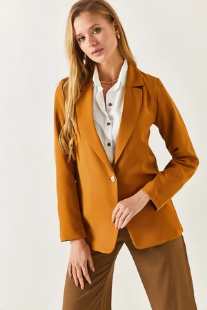 armonika Women's Camel Single-Button Jacket