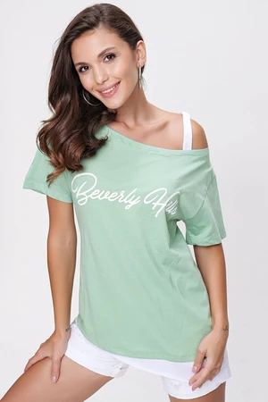 By Saygı Beverly Hills Printed T-shirt with Garnish Mint