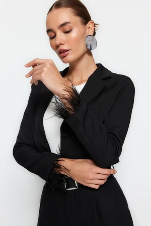 Trendyol Black Regular Crop Woven Blazer Jacket