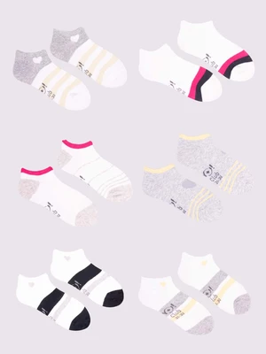 Yoclub Kids's Girls' Ankle Cotton Socks Patterns Colours 6-pack SKS-0008G-AA00-002