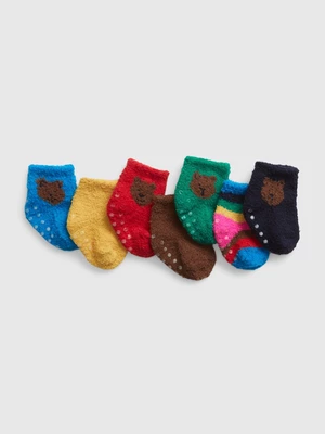 Set of seven pairs of children's socks in blue, brown and red GAP