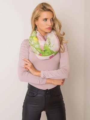 Dark pink and green scarf with print