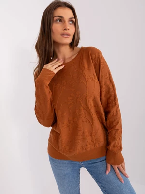 Light brown classic sweater with a round neckline