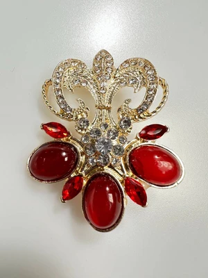 Brooch XZ459-74 Gold + Red