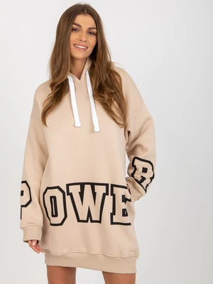 Beige mini sweatshirt dress with inscription