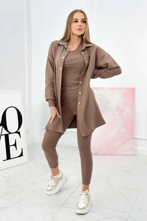 3-piece Mocca sweatshirt, top and leggings set