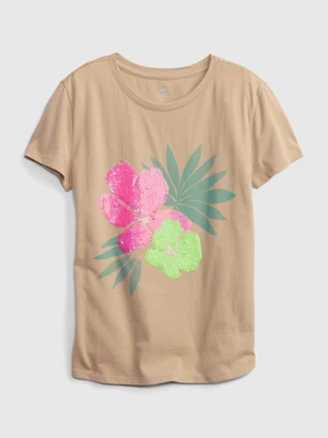 GAP Kids organic t-shirt with sequins floral - Girls