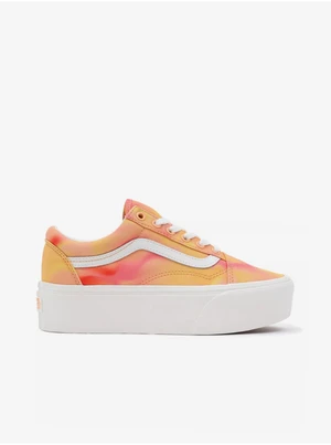 Yellow-Orange Womens Platform Sneakers VANS UA Old Skool Stack - Women