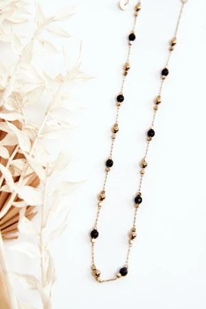 Women's necklace with black gold beads