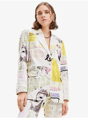 White Desigual Lia Patterned Jacket - Ladies