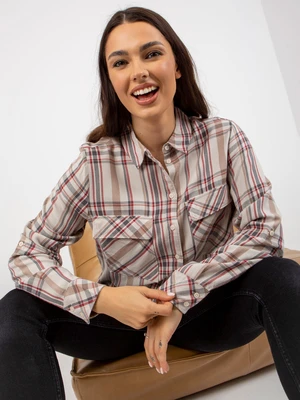 Light beige women's plaid viscose shirt