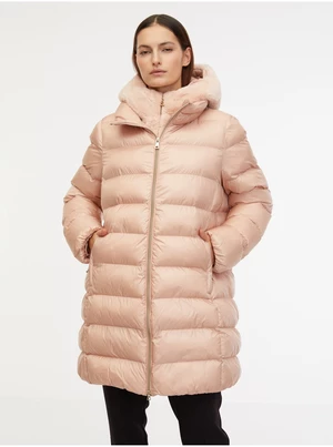 Pink women's quilted coat Geox Desya