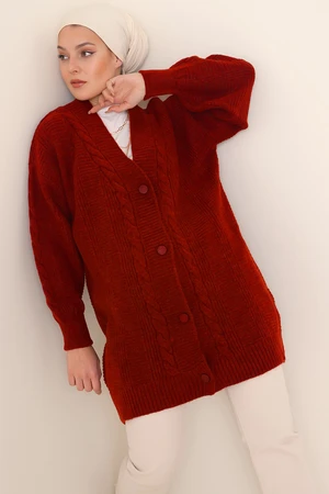 Bigdart 15768 Hijab Knitwear Cardigan - Red