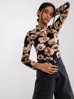 Black-beige floral velour blouse Skyler