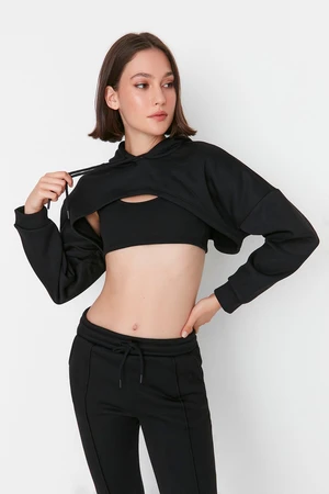 Trendyol Black Crop Sweatshirt, Sports Bra and Sweatpants 3-pack Sports Suit