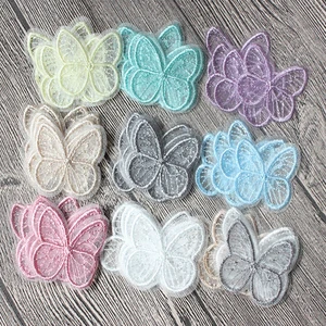 Wholesale 100Pcs/Lot 5x4cm Butterfly Applique Sewing Supplier For Dress Hair Accessories Embroidered Butterfly 10 Colors