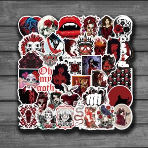 10/50PCS Red Style Gothic Punk Stickers Skull Horror Skateboard Fridge Laptop Motorcycle Luggage Classic Toy Kids Decal Stickers