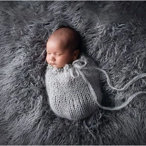 Newborn Photography Props Blanket Soft Long Fur Basket Filler Baby Plush Blanket Background Shooting Auxiliary Modeling Props