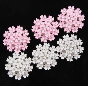 Yundfly 5pcs/lot 25MM Flower Alloy Button Special Shiny Rhinestone Diamond Button Wedding Decorative Jewelry Diy Hair Accessory