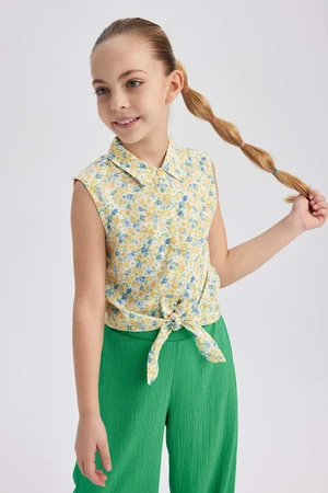 DEFACTO Girl Regular Fit Patterned Short Sleeve Shirt