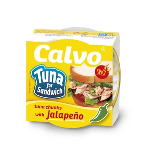 CALVO Sandwich tuňák s paprikami jalapeño ve slunečnicovém oleji 142 g