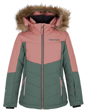 Girls' winter waterproof jacket Hannah LEANE JR rosette/dark forest