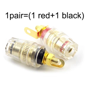 2pcs 4mm Banana Socket Professional Gold Plated Binding Post Banana Plug Jack Connector Clear Speaker Jack Adapter Connector