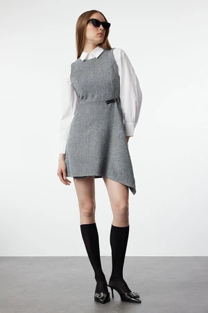 Trendyol Light Gray A-Line Skirt Asymmetric Mini Woven Dress