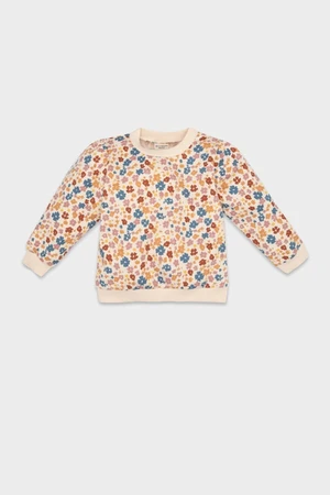 DEFACTO Baby Girl Regular Fit Crew Neck Floral Patterned Soft Furry Sweatshirt