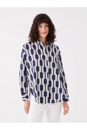 LC Waikiki Patterned Long Sleeve Oversize Women's Shirt