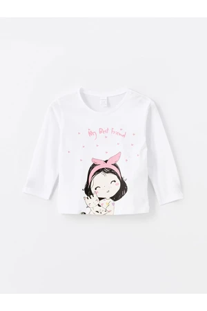 LC Waikiki Crew Neck Long Sleeve Printed Baby Girl T-Shirt