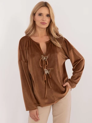 Light brown velour blouse large size