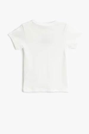 Koton Basic Short Sleeve T-Shirt Textured with Embroidered Detail