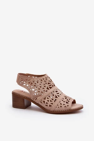 Openwork nude sandals with high heels Serapina