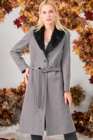 Z6671 DEWBERRY LADIES' COAT-PLAIN GREY