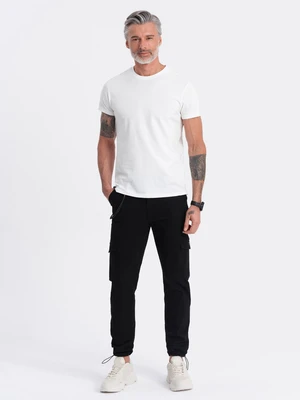 Ombre Men's pants with cargo pockets and leg hem - black