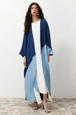 Trendyol Indigo Color Blocked Long Woven Cap & Abaya