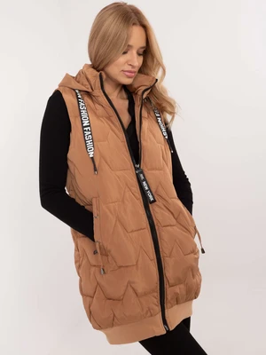 Light brown quilted vest with zipper